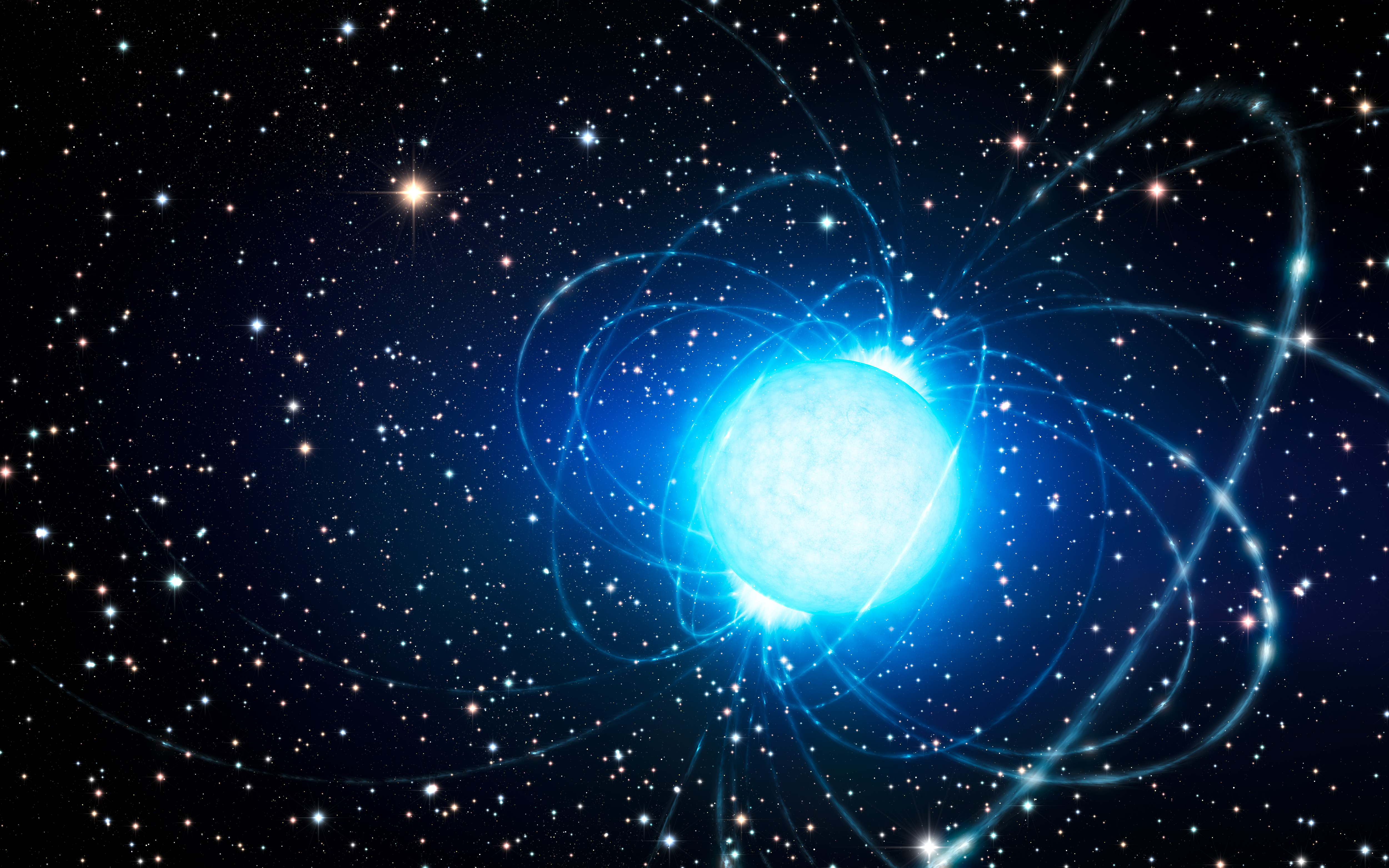 a magnetar in space with its electromagnetic forces